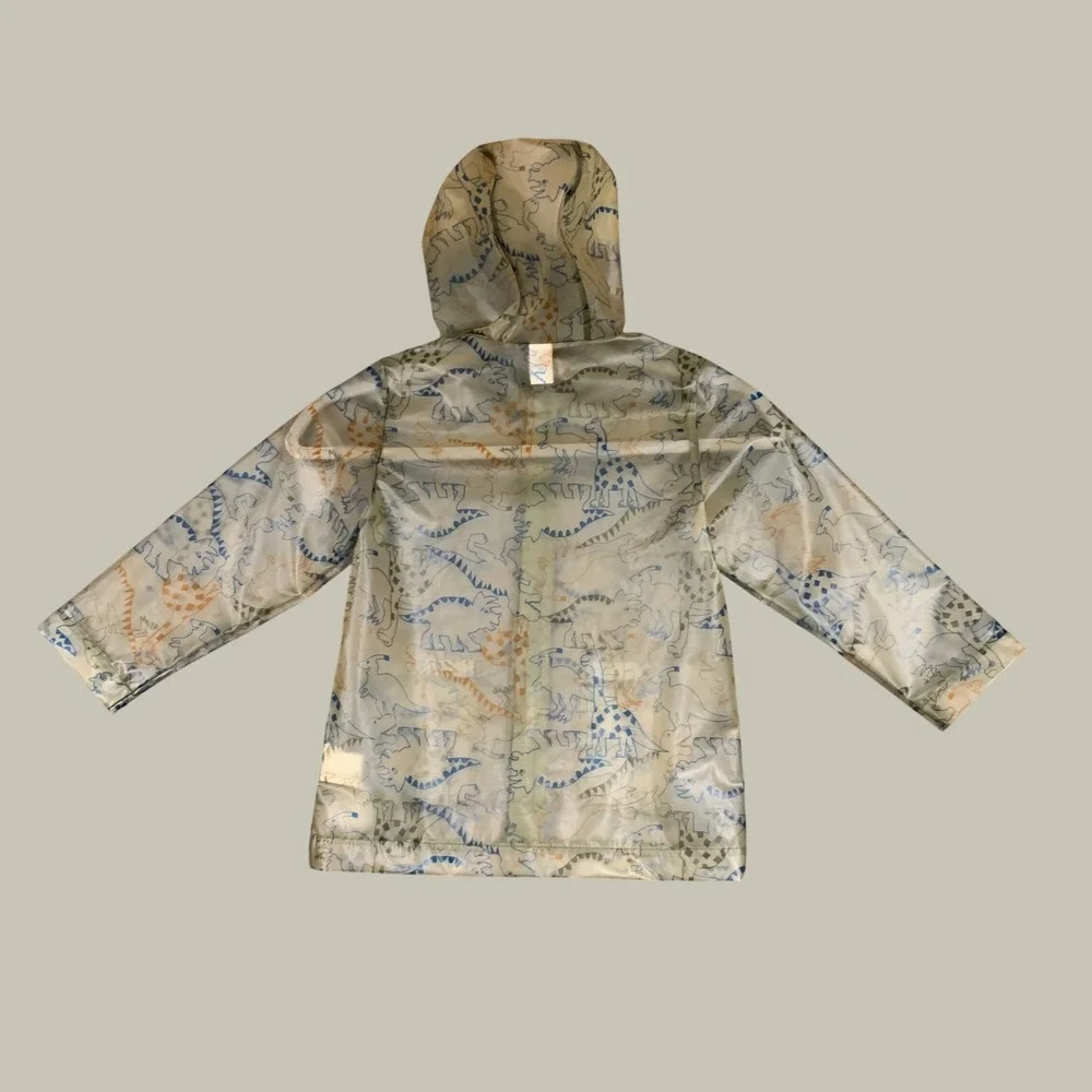 Old Navy Rain Jacket Toddler Boys 4T Dinosaur Print Hooded Water Resistant Coat